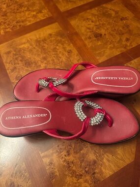 Athena Alexander Hot Pink Rhinestone Circle Thong Sandals